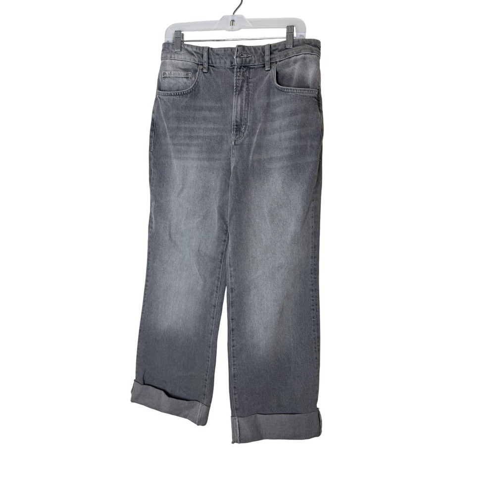 Pilcro Jeans Womens 30 Gray Medium Wash High Rise Wide Leg Relaxed Stretch Denim